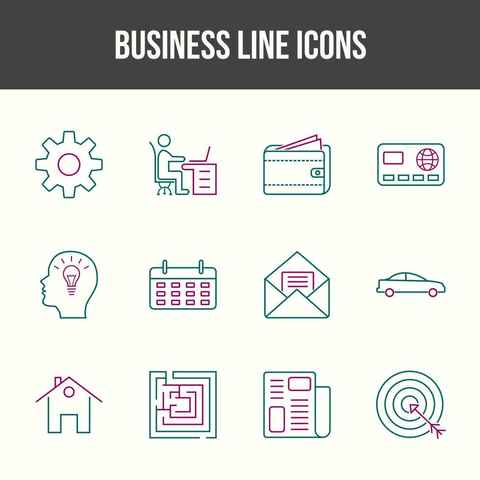 Unique Business Line icon set vector