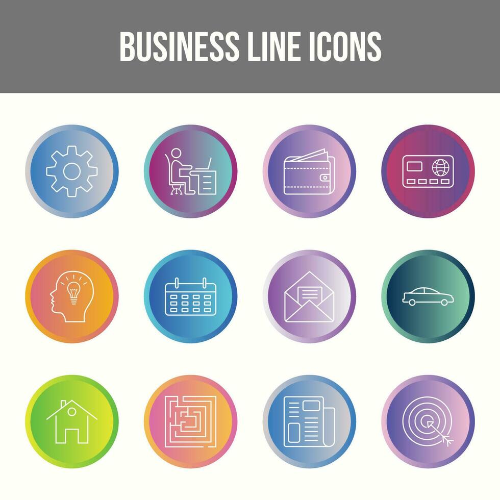 Unique Business Line icon set vector