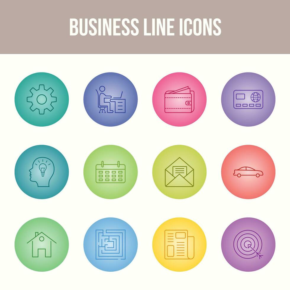 Unique Business Line icon set vector