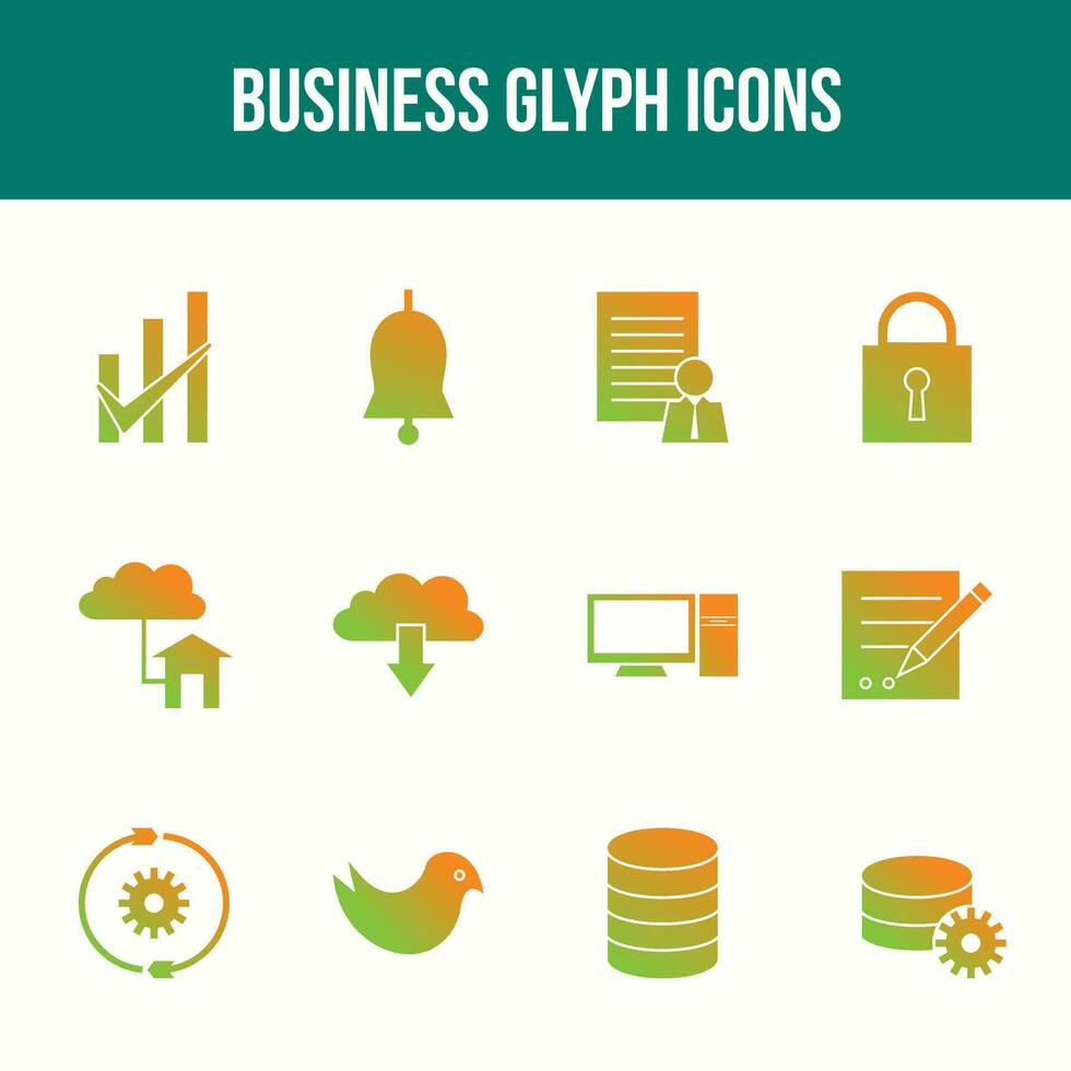 Unique Business Glyph icon set vector