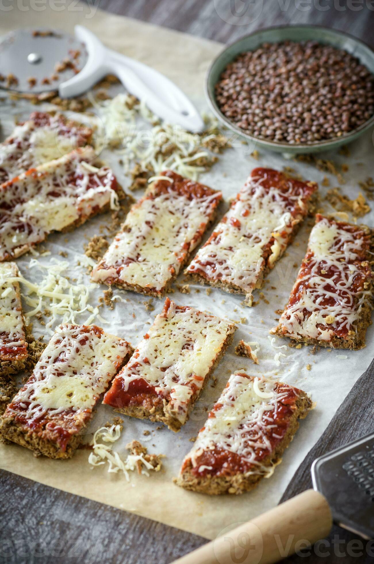 Lentil flatbread pizza crust with cheese 23300138 Stock Photo at Vecteezy