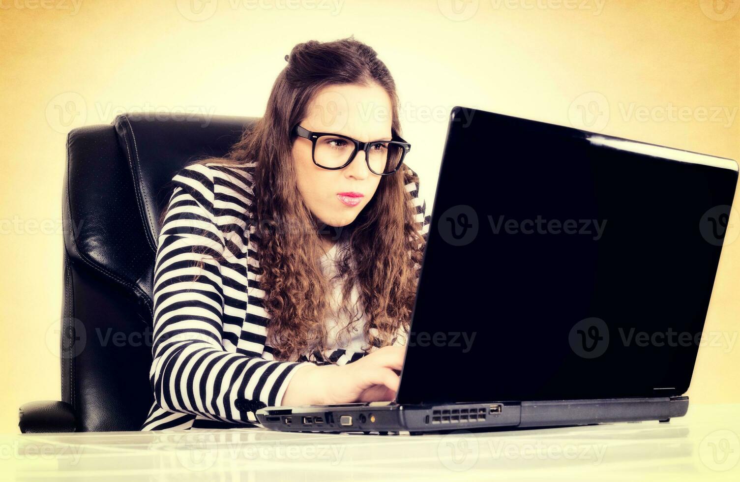 Hard worker on the laptop photo