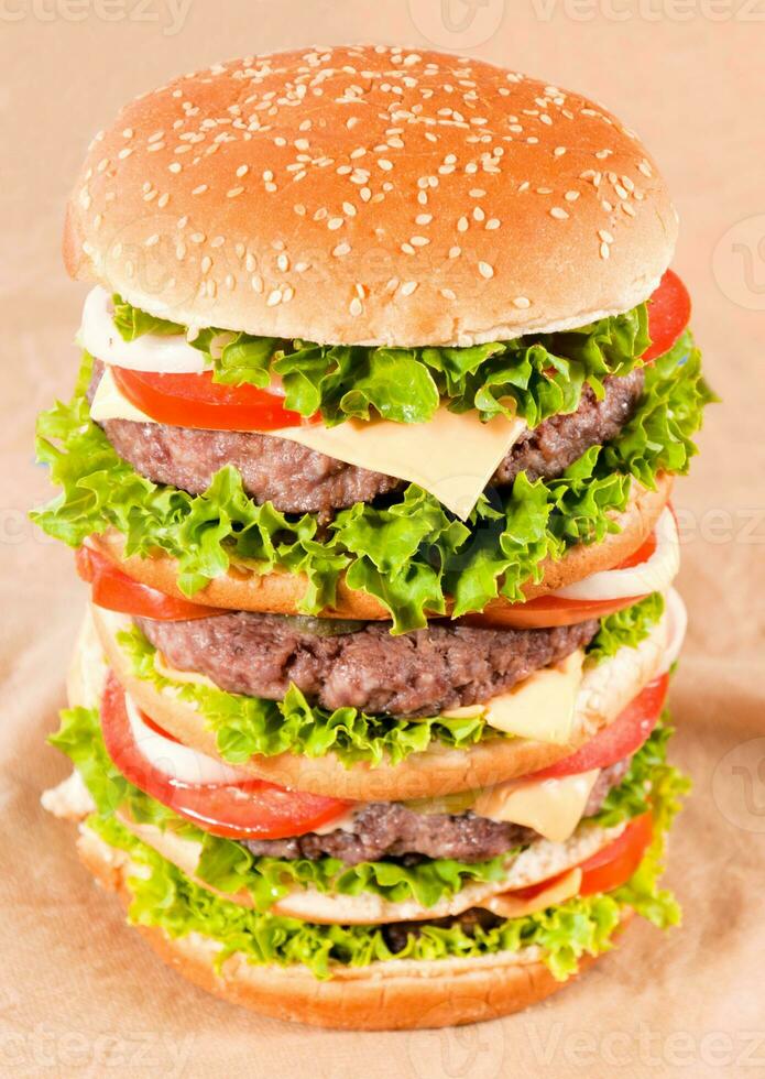 Huge hamburger close up photo