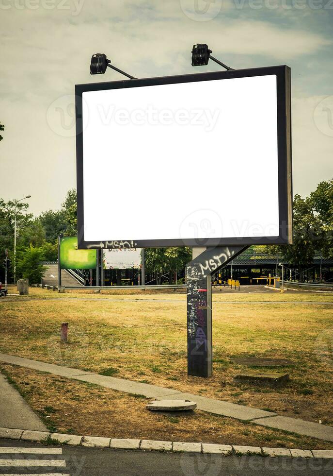 Blank billboard in the city photo
