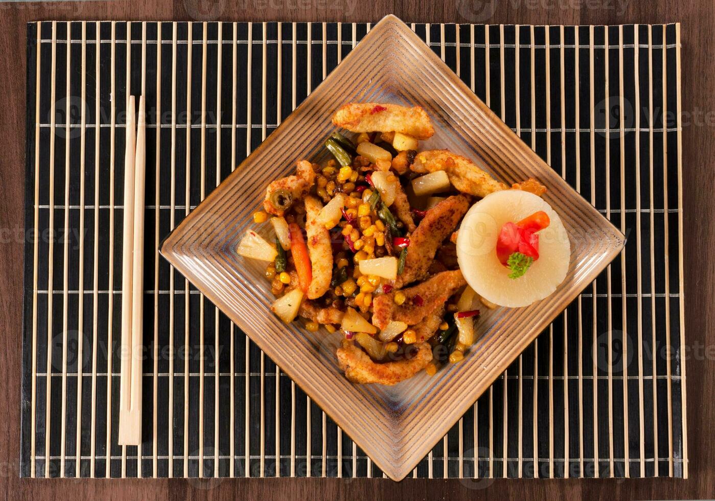Healthy plate top view photo