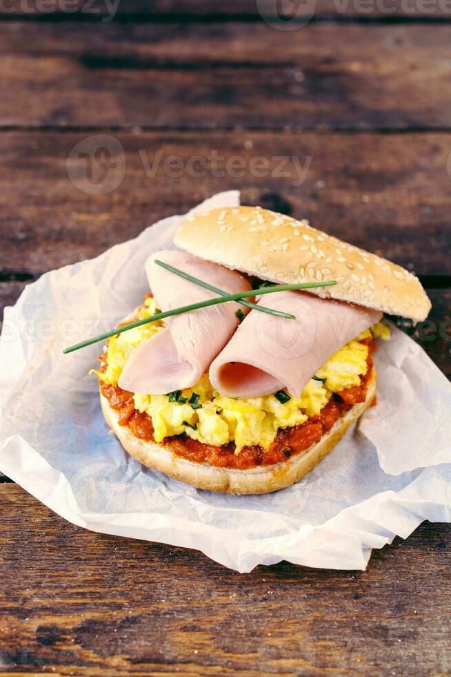 Scramble eggs sandwich photo