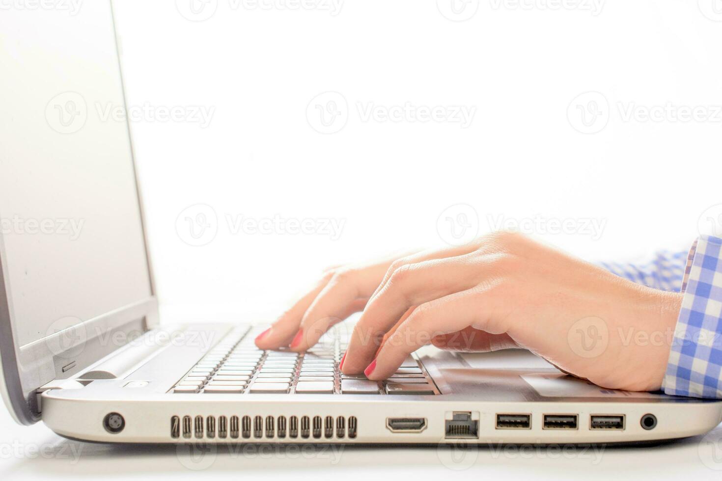 Hands typing concept photo