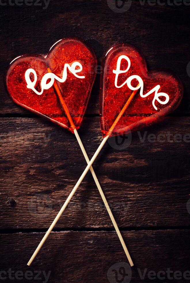 Heart couple lollipops photo