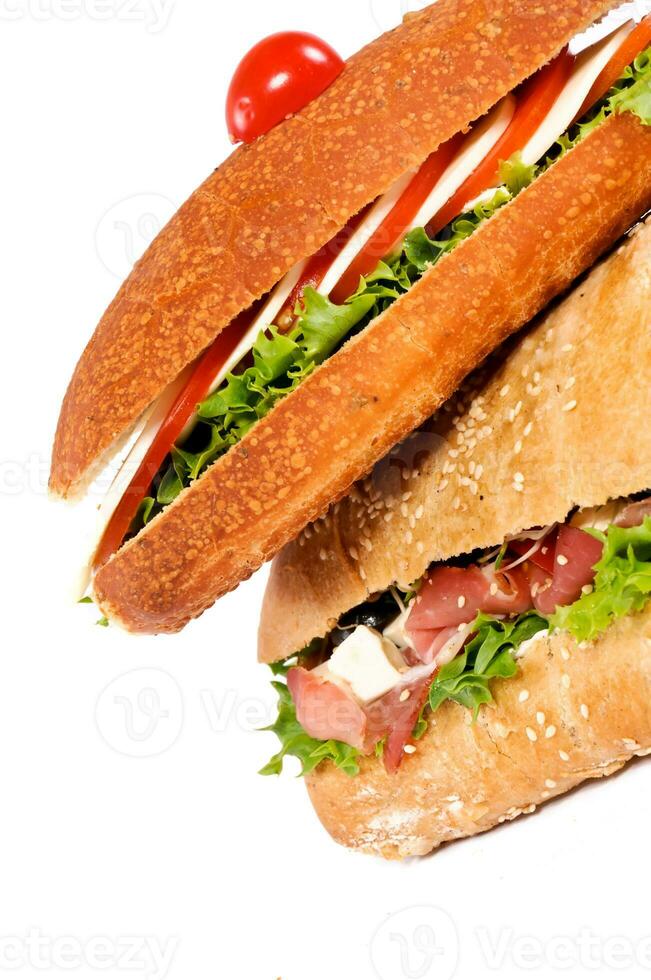 Sandwiches isolated on white photo