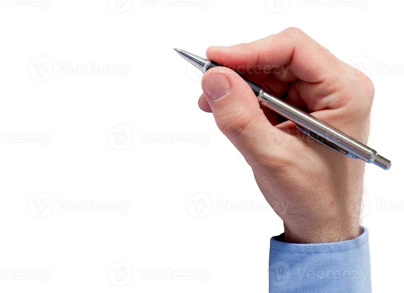 Writing hand isolated on white background photo
