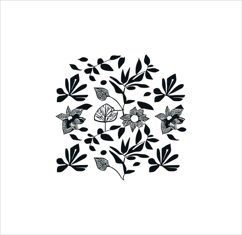 Nice leaves and flowers icon vector art work.