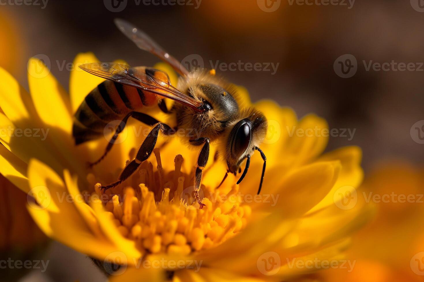 Portrait macro bee AI Generate photo