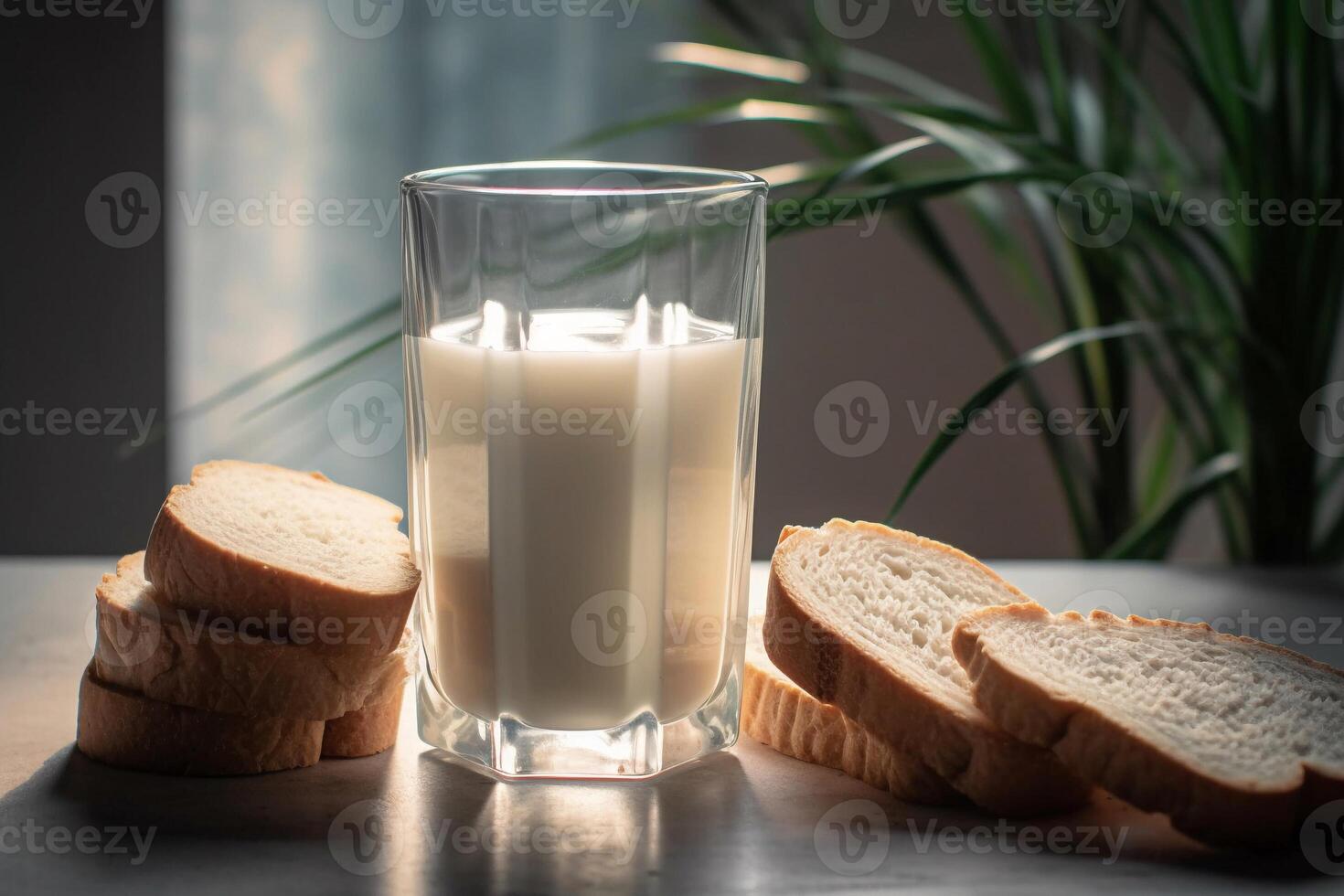 A glass of milk on the table AI Generate photo