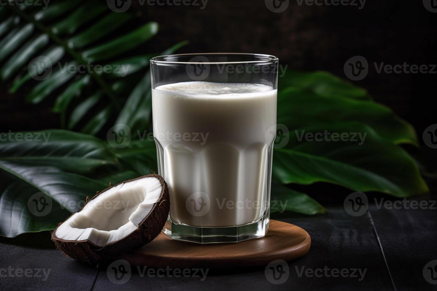 A glass of milk on the table AI Generate photo