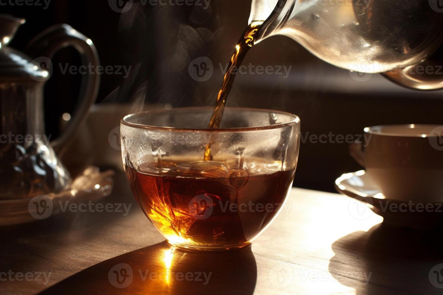 A cup off tea with teapot AI Generate photo