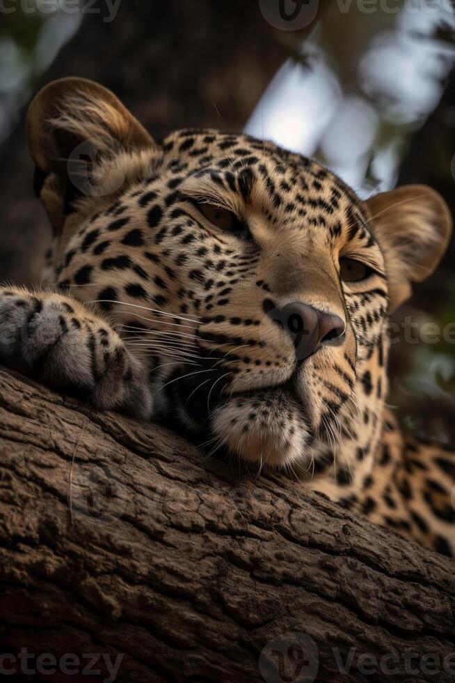 Leopard on the forest AI Generate photo