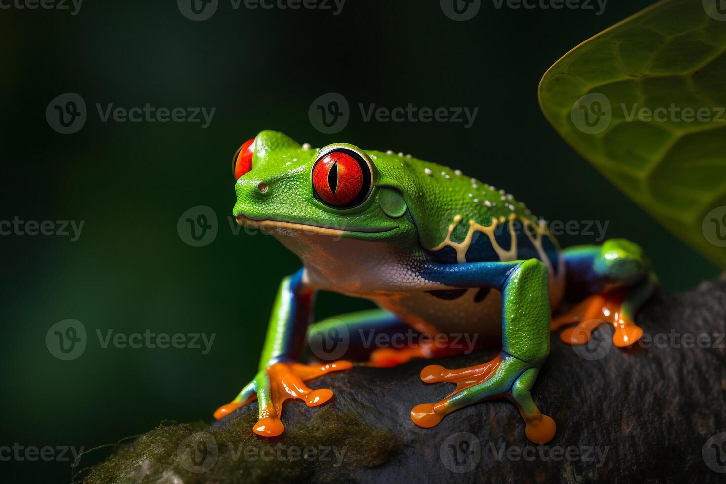 Red eye frog on the forest AI Generate photo