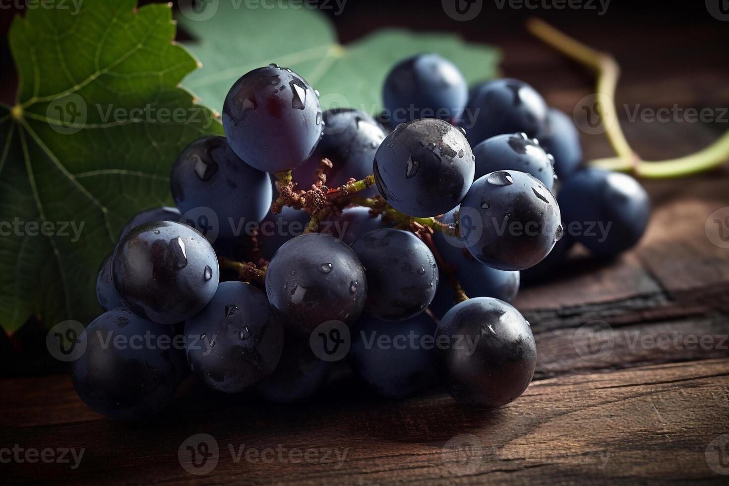 Fresh grape with leaf AI Generate photo