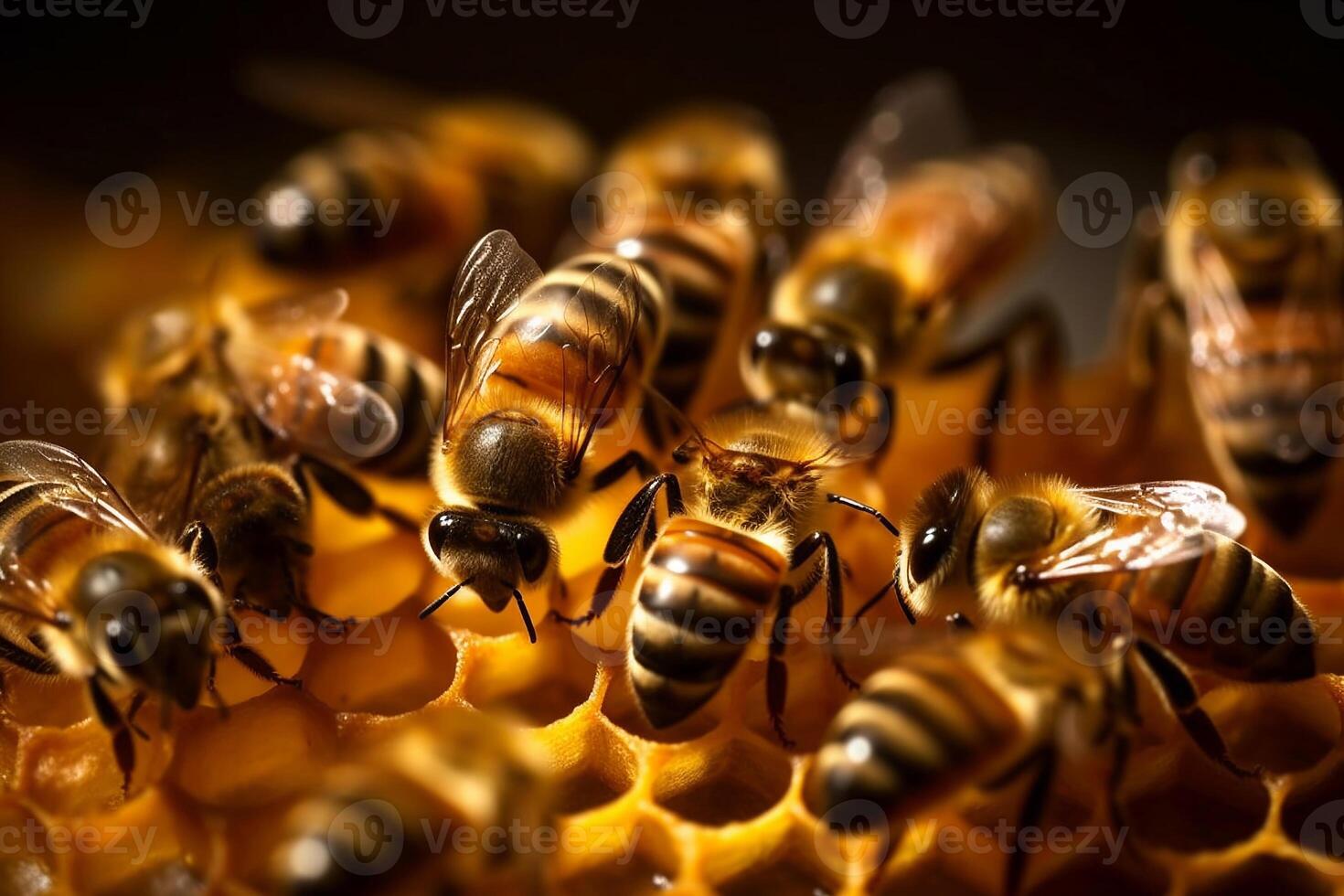 Portrait macro bee AI Generate photo