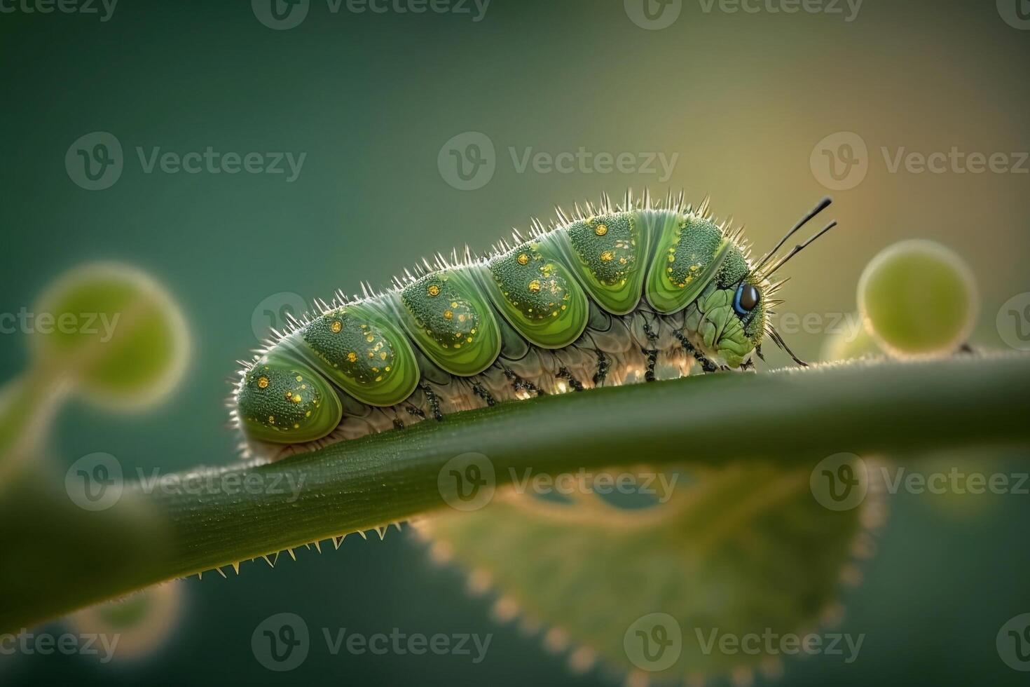 Portrait macro caterpillar AI Generate photo