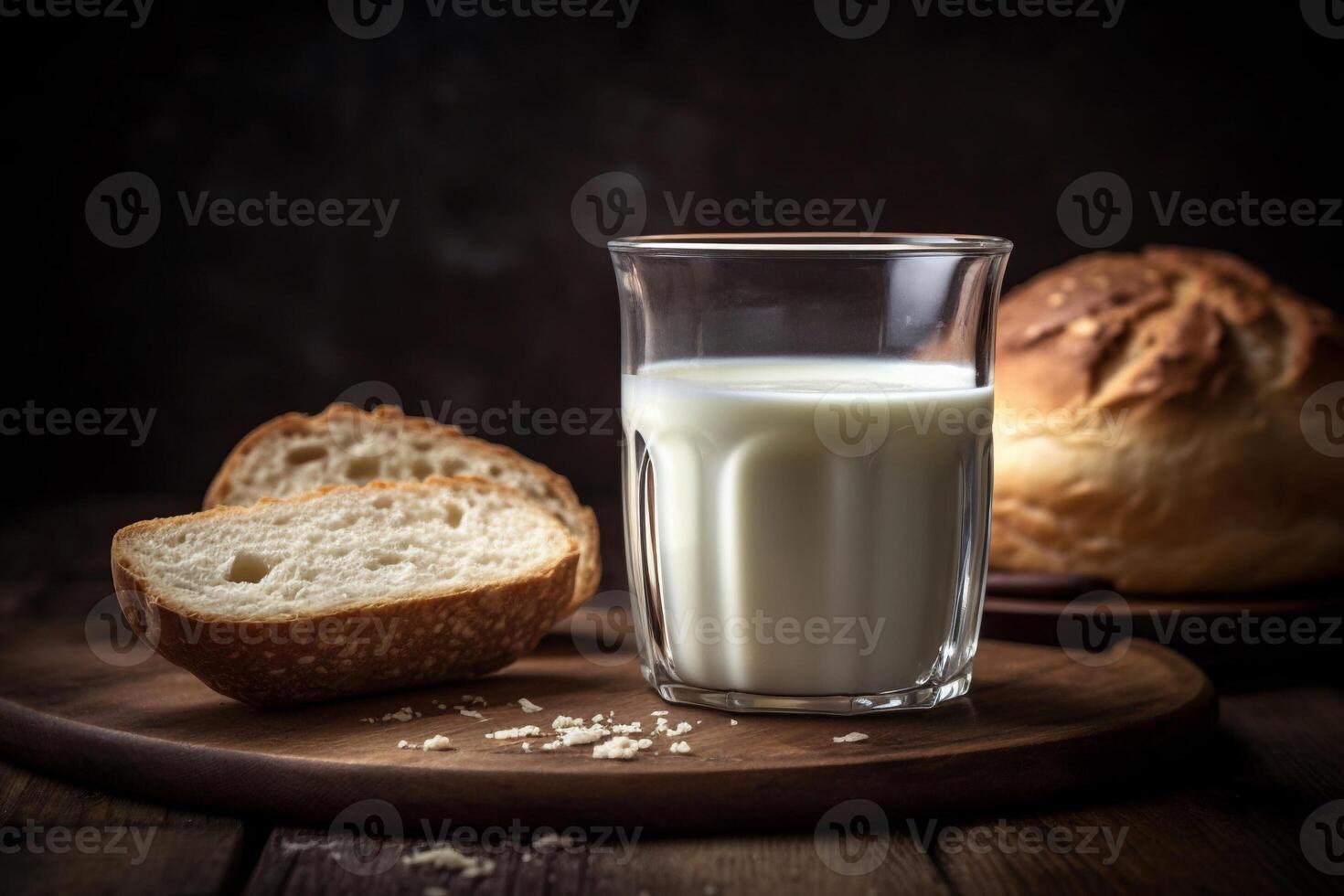 A glass of milk on the table AI Generate photo