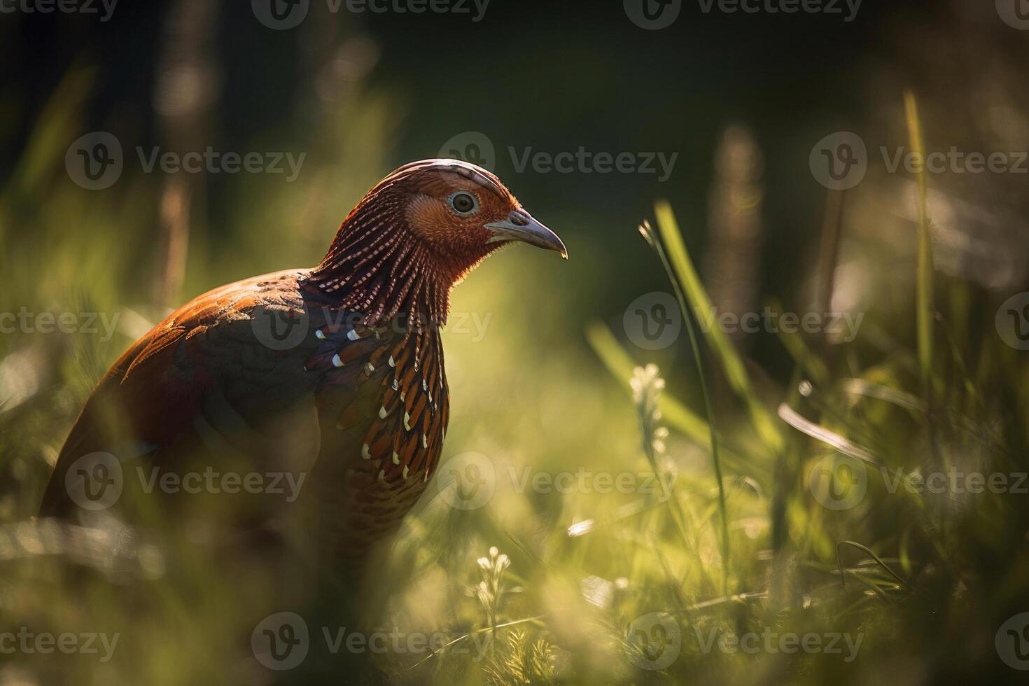 Pheasant on the grass AI Generate photo
