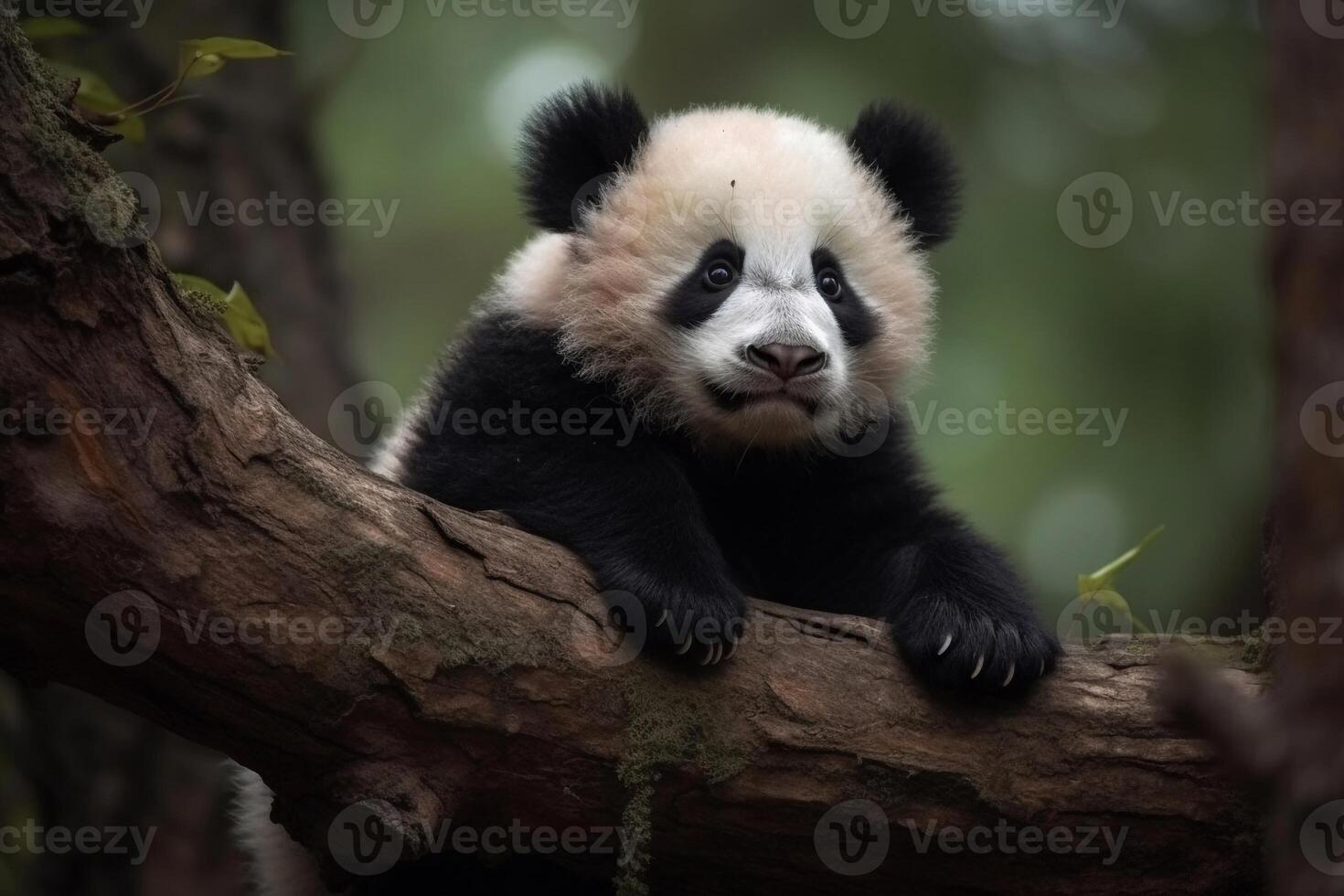 Big panda on the forest AI Generate photo