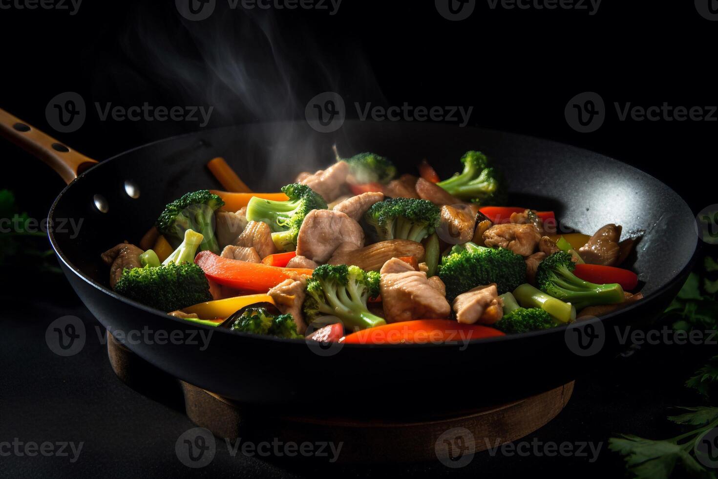 Chicken slice with vegetable ai generate photo