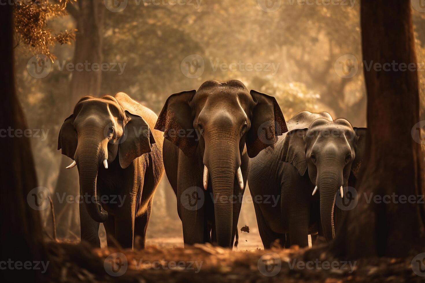 Portrait elephant on the forest AI Generate photo