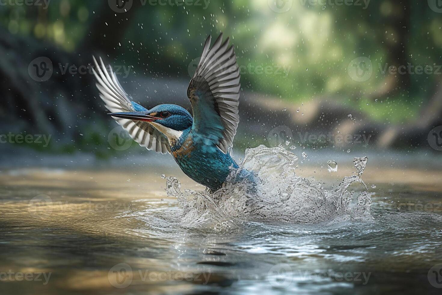King fisher on the river AI Generate photo