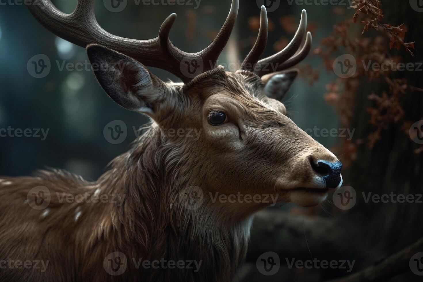 Noble Deer in the forest AI Generate photo
