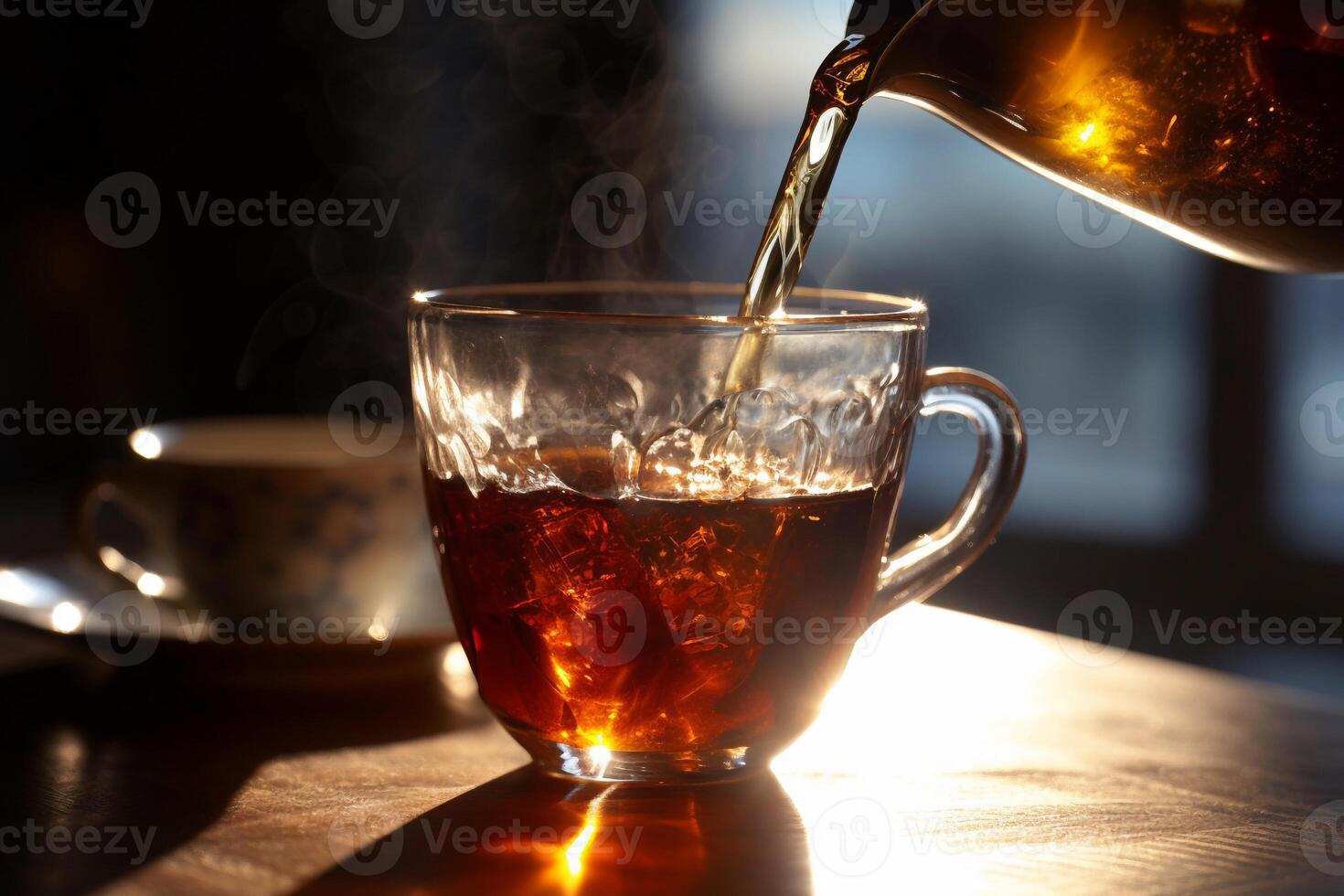 A cup off tea with teapot AI Generate photo