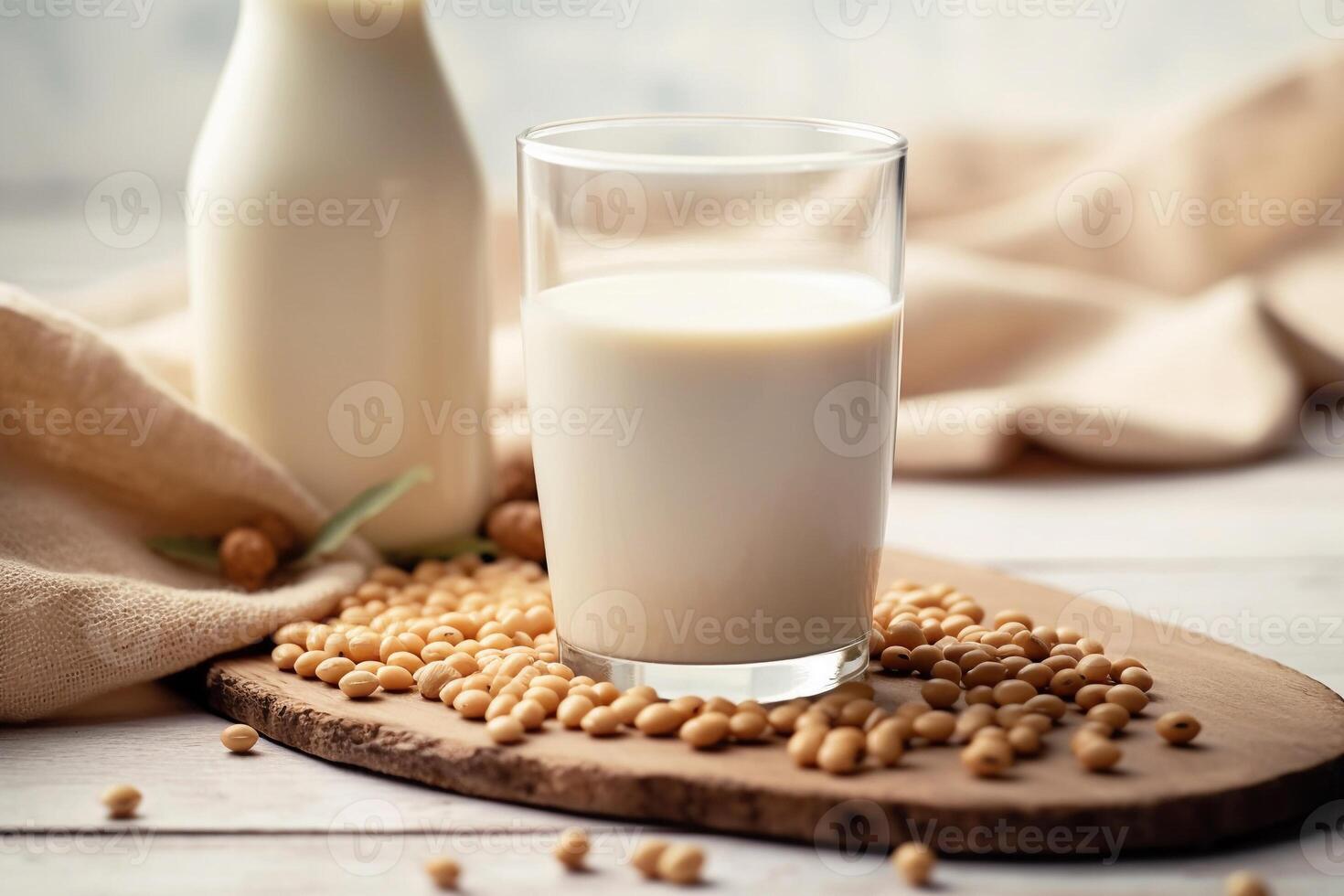 A glass of milk on the table AI Generate photo