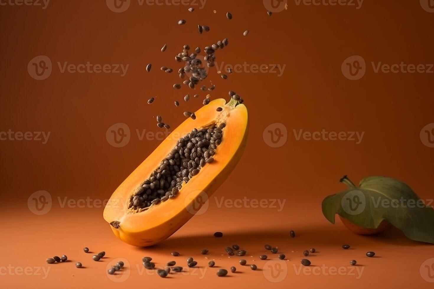 fresh papaya with seeds AI Generate photo