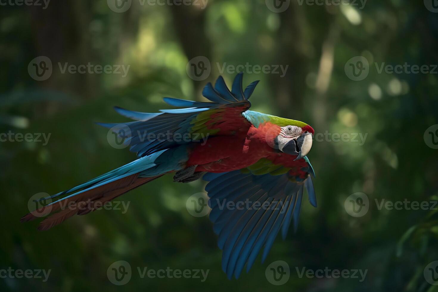 Portrait macaw on the forest AI Generate photo
