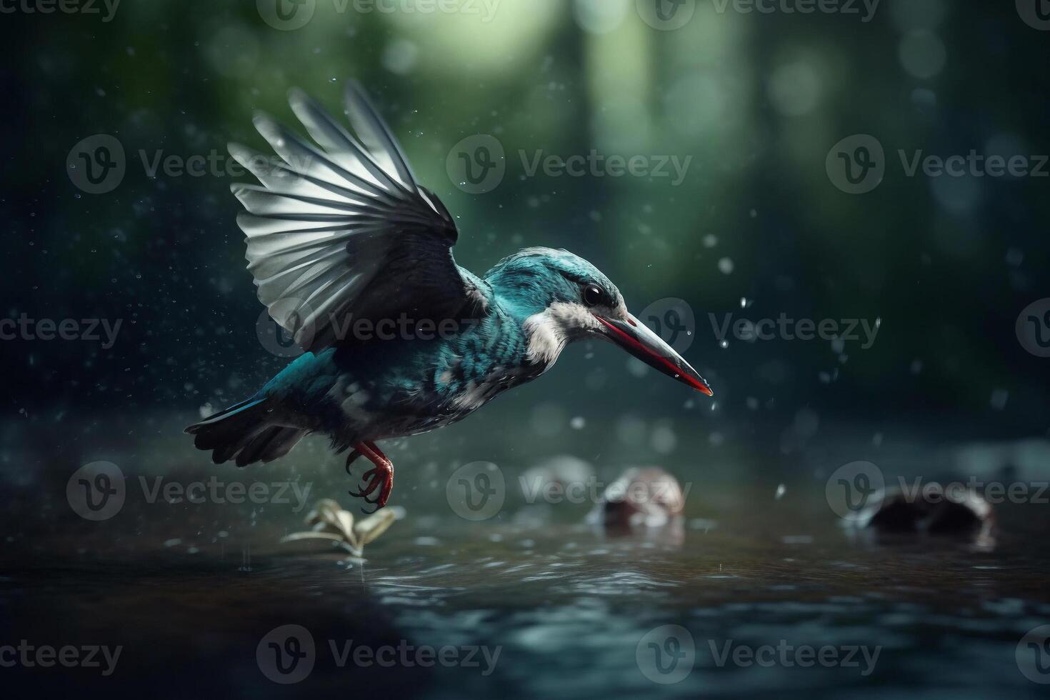 King fisher on the river AI Generate photo
