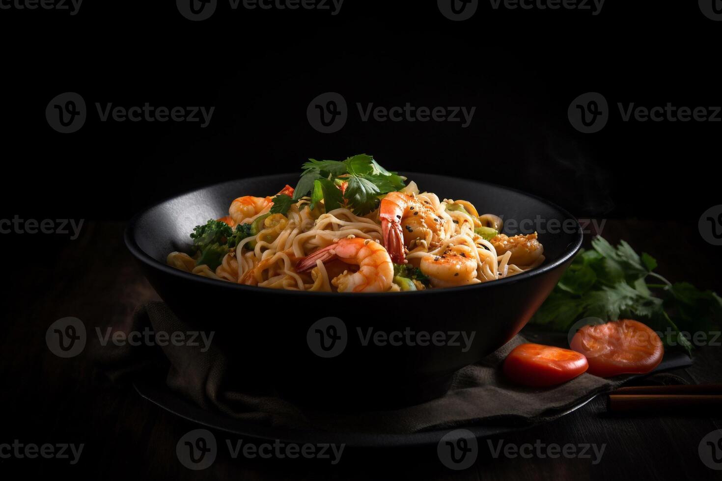 noodle with asian food ai generate photo