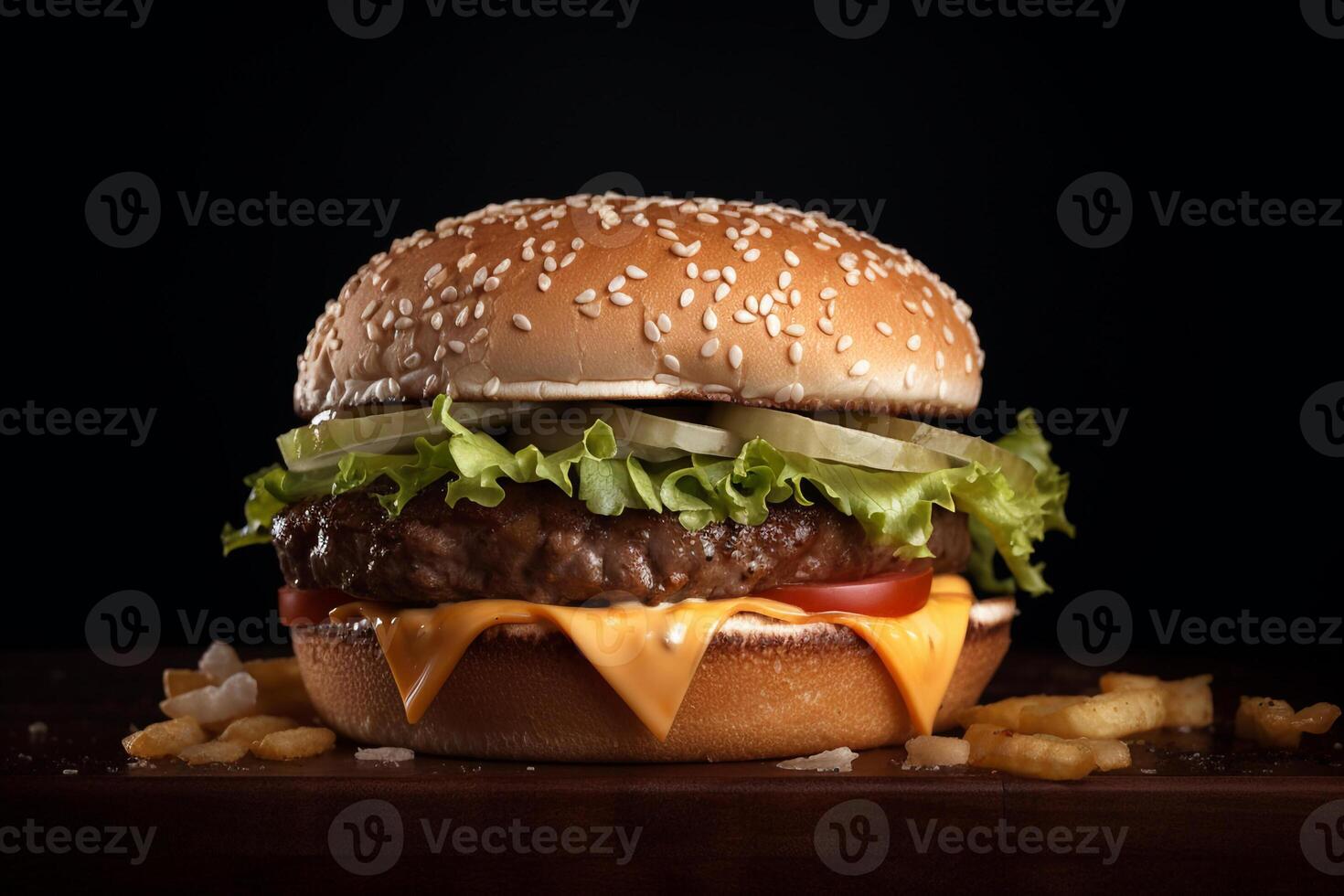 Delicious Burger on the table AI Generate photo