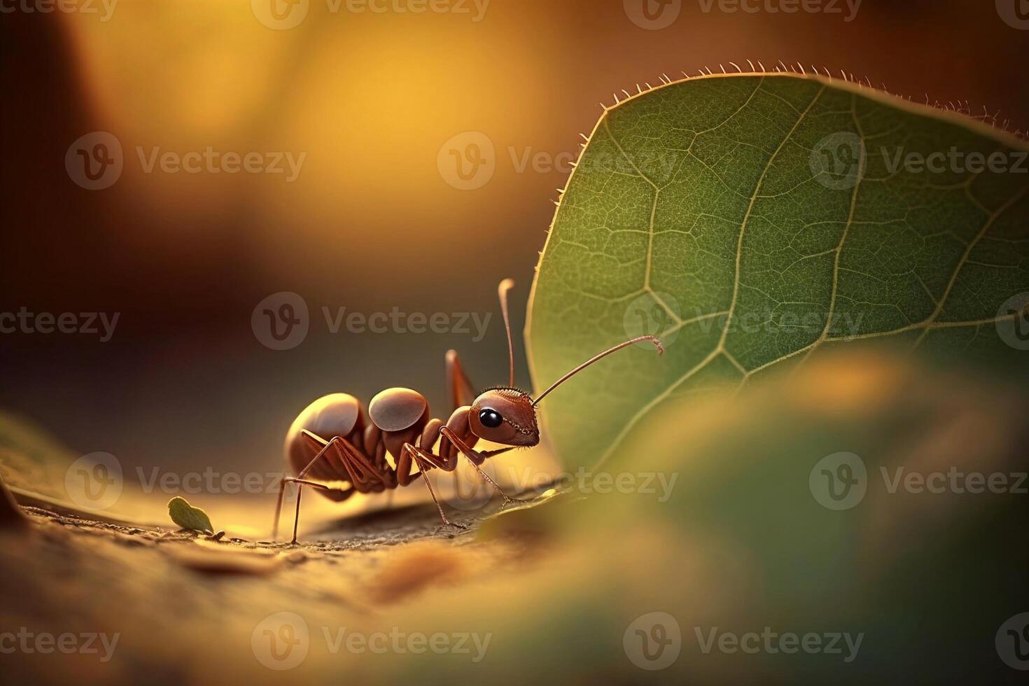 Portrait macro ant on forest AI Generate photo