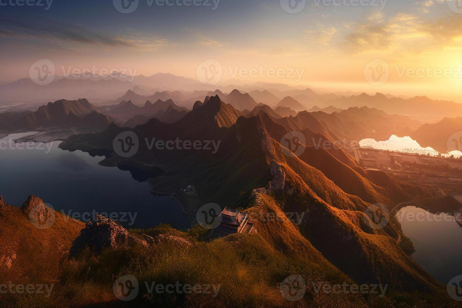 Mountain with lake AI Generate photo