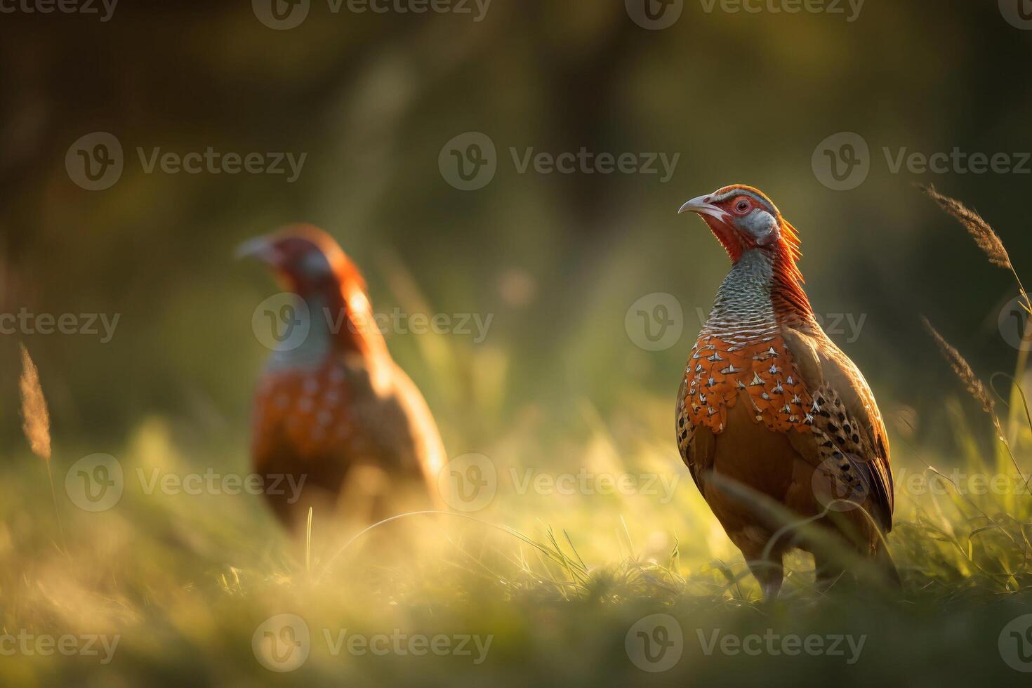 Pheasant on the grass AI Generate photo
