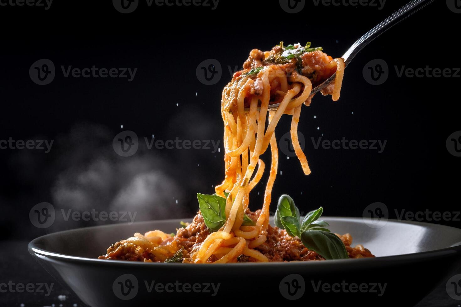 Spaghetti with tomato sauce AI Generate photo