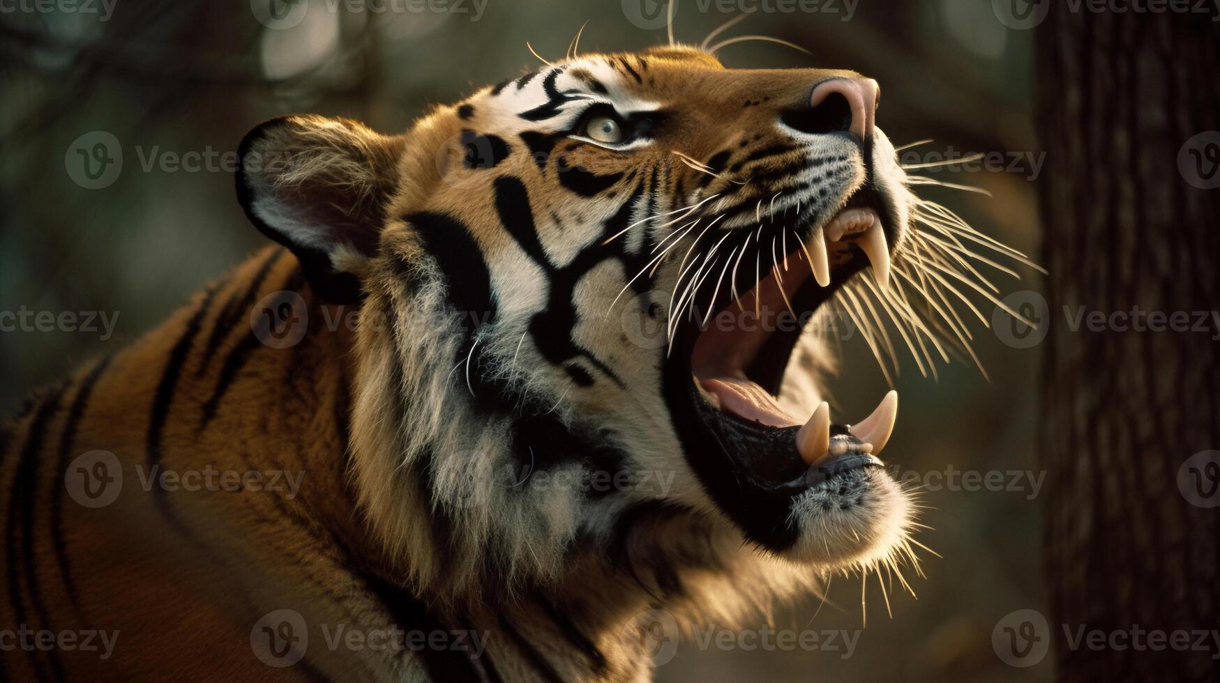 Portrait tiger on the forest AI Generate photo