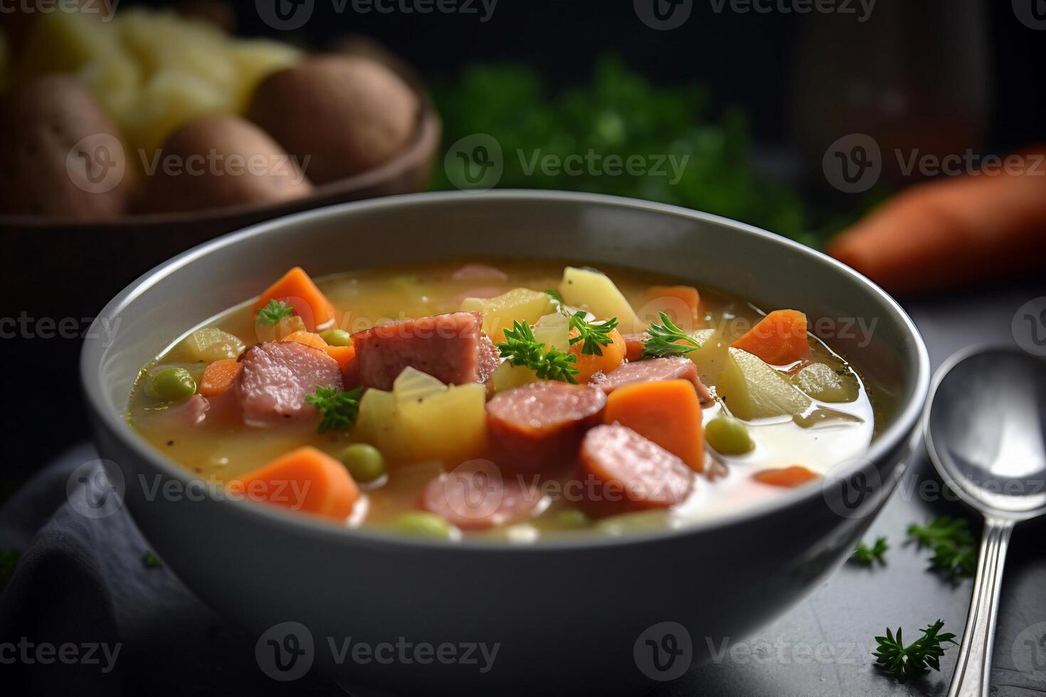A Bowl of soup AI Generate photo