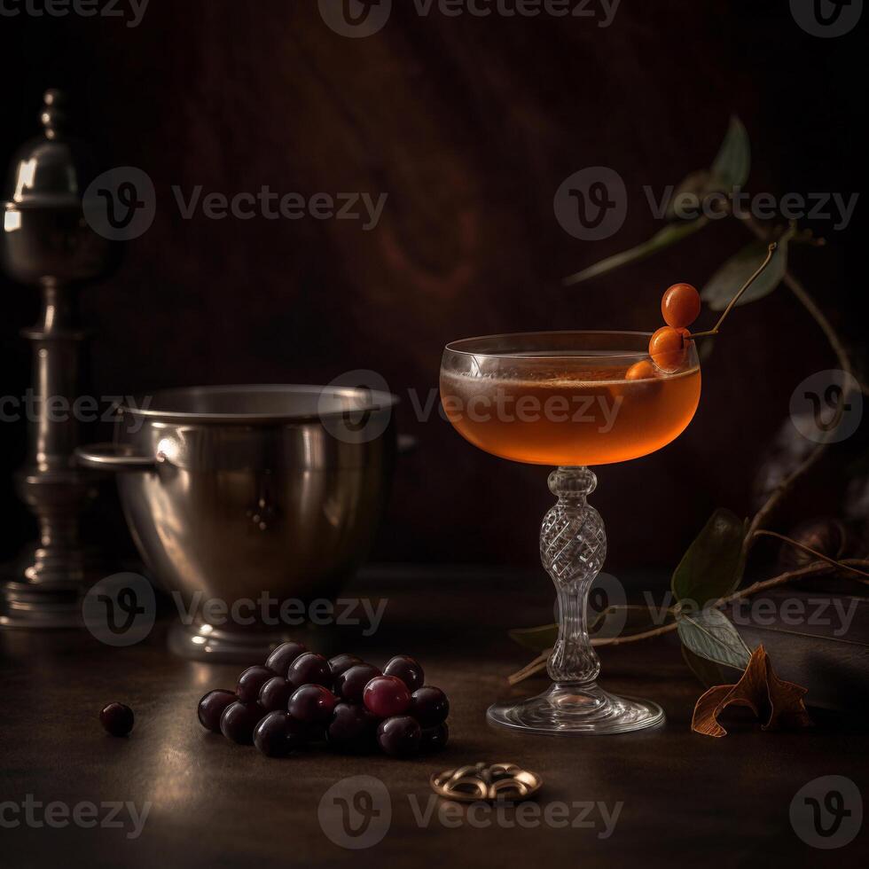 A glass of Cocktail on the table AI Generate photo