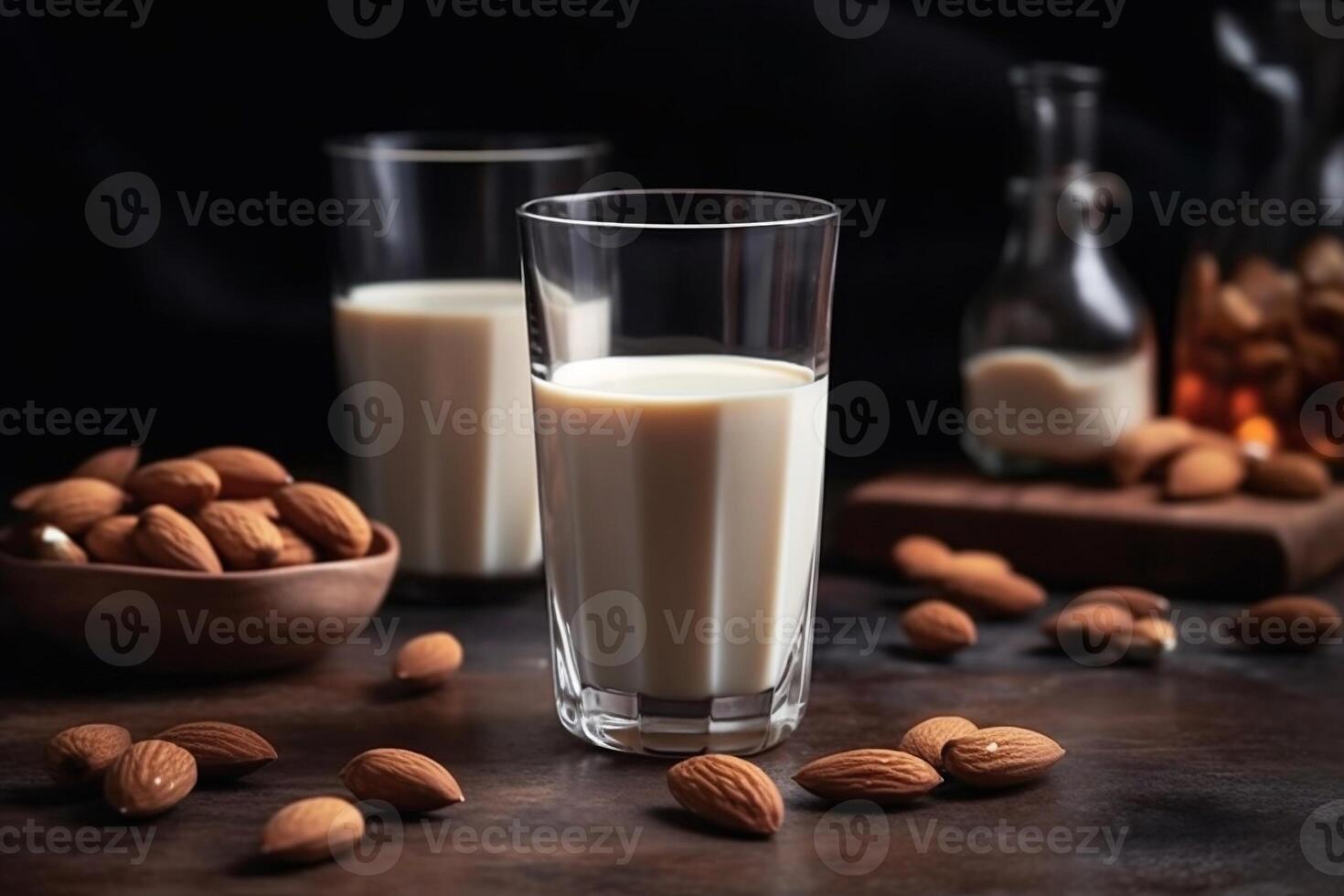 A glass of milk on the table AI Generate photo