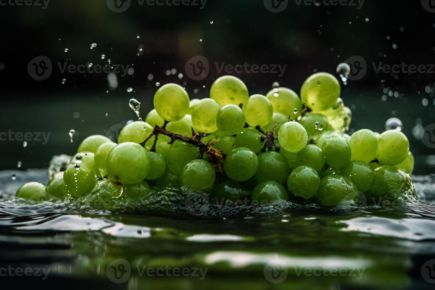 Fresh Grapes on water AI Generate photo