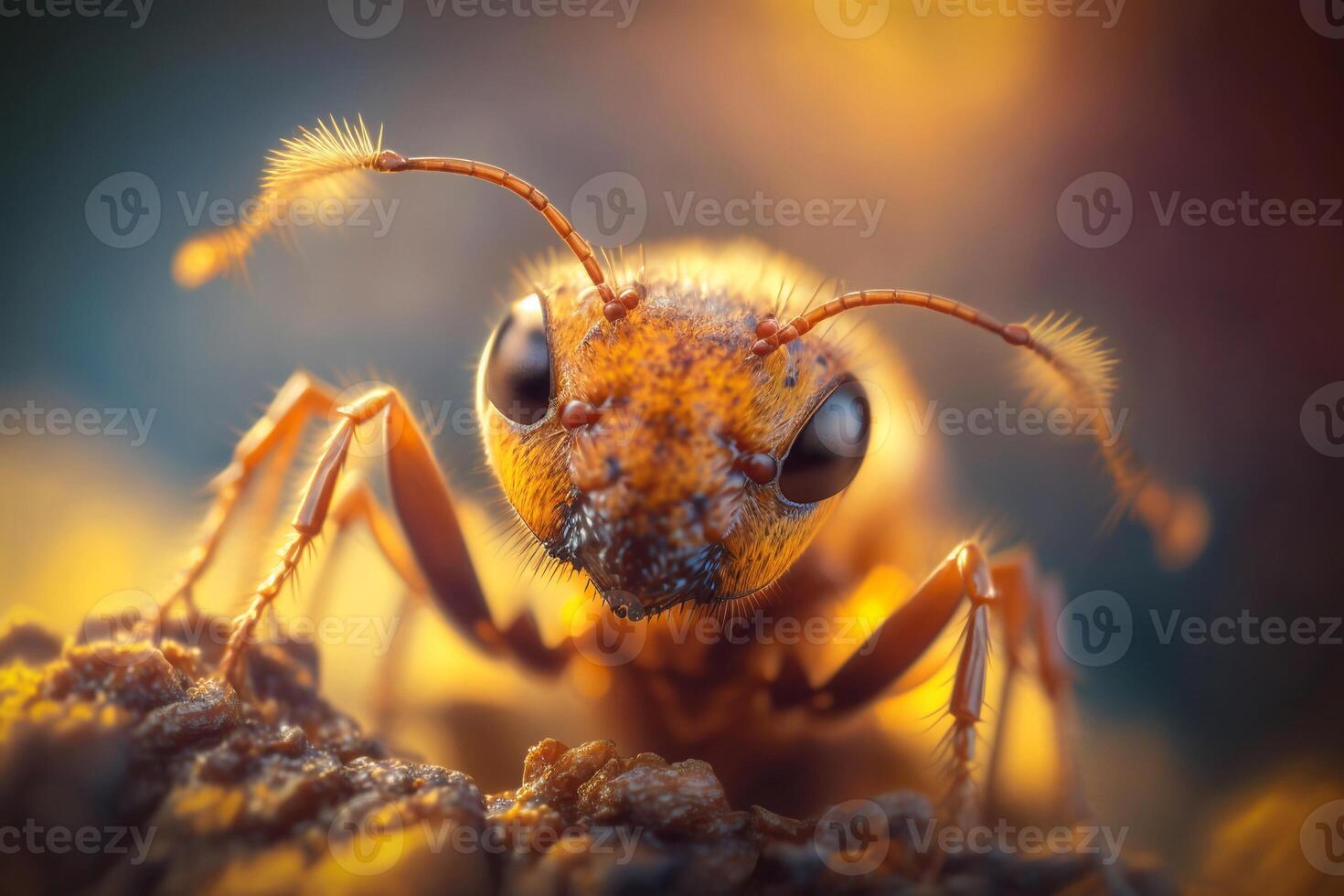 Portrait macro ant on forest AI Generate photo