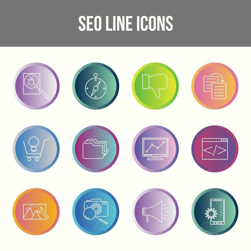 Unique SEO Line icon set vector