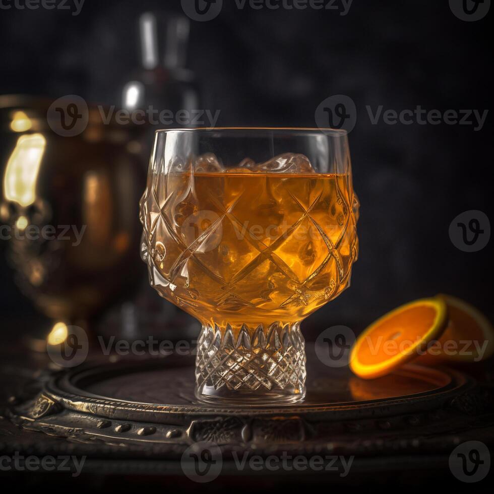 A Glass of Cocktail on table AI Generate photo